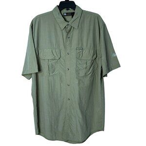 Misty Mountain Technical Performance Activewear Olive Button-Up SS Shirt Sz XL